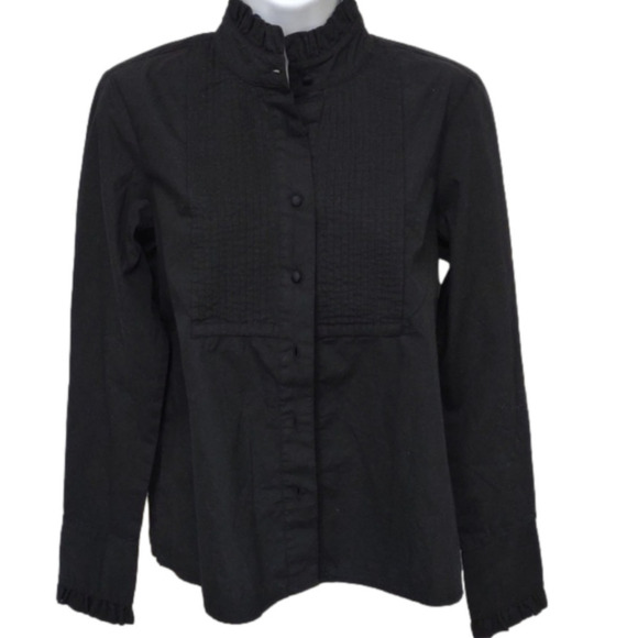 BANANA Republic smock front black long sleeve blouse with button detail, size XS - Picture 1 of 9